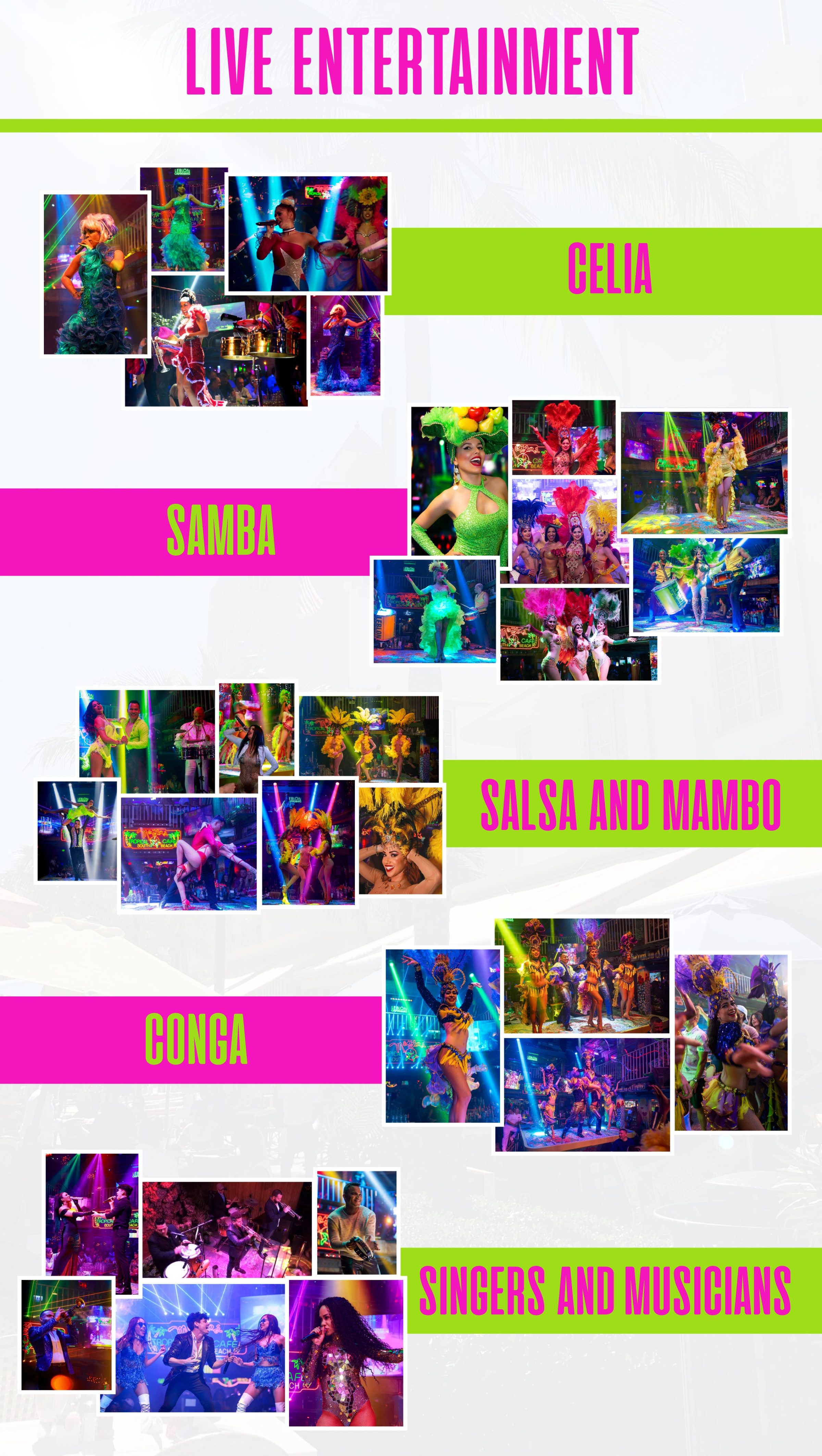 Salsa Mia at Mango's Corporate Event Brochure. Creative custom events in a tropical atmosphere and setting. Live entertainment Miami Havana Nights